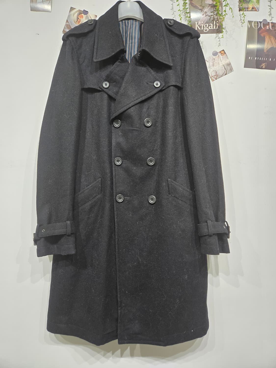 토네이도 마트 블랙 더블 버튼 롱 코트 상품이미지3