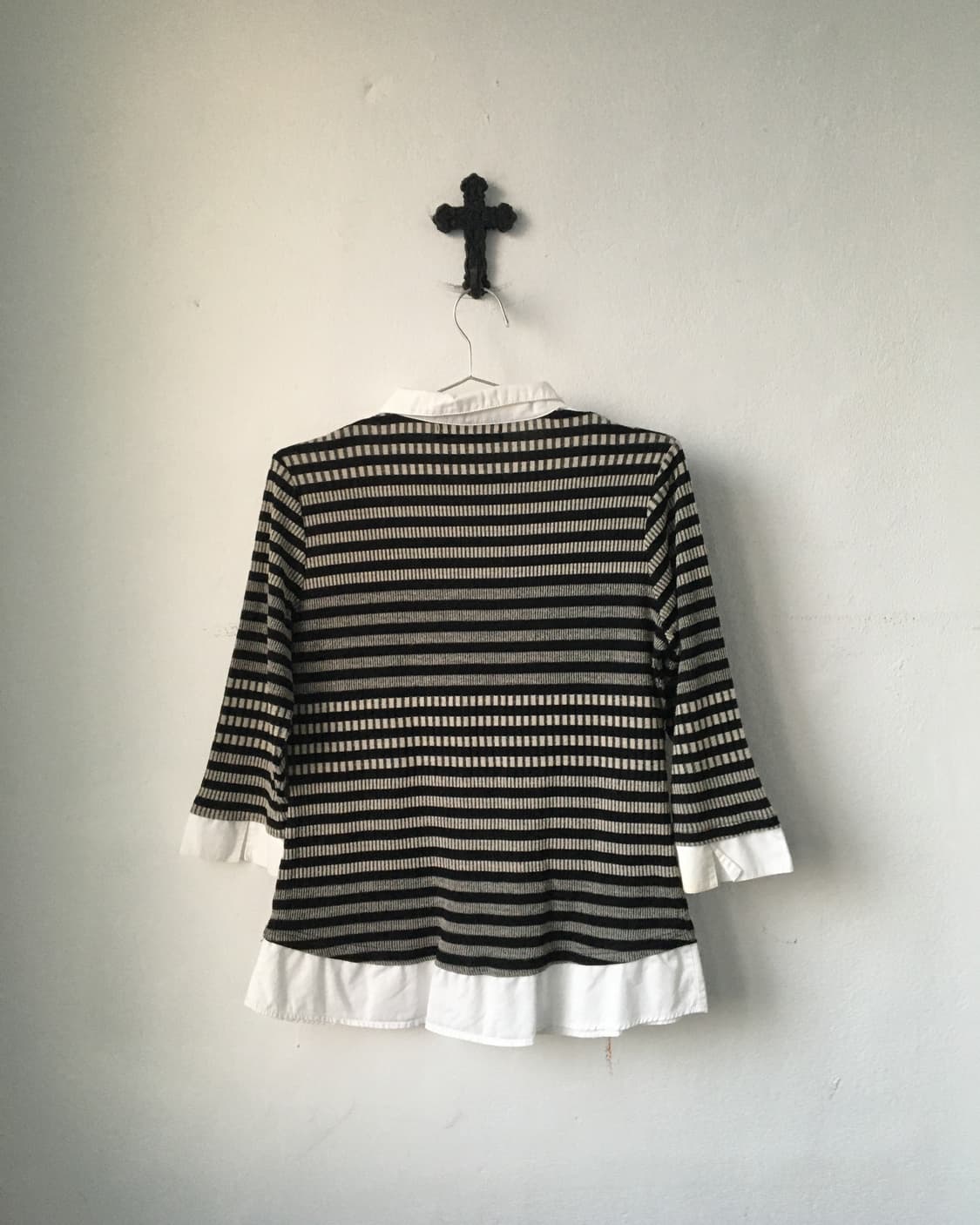 Shirt layered stripe pattern knit 상품이미지3