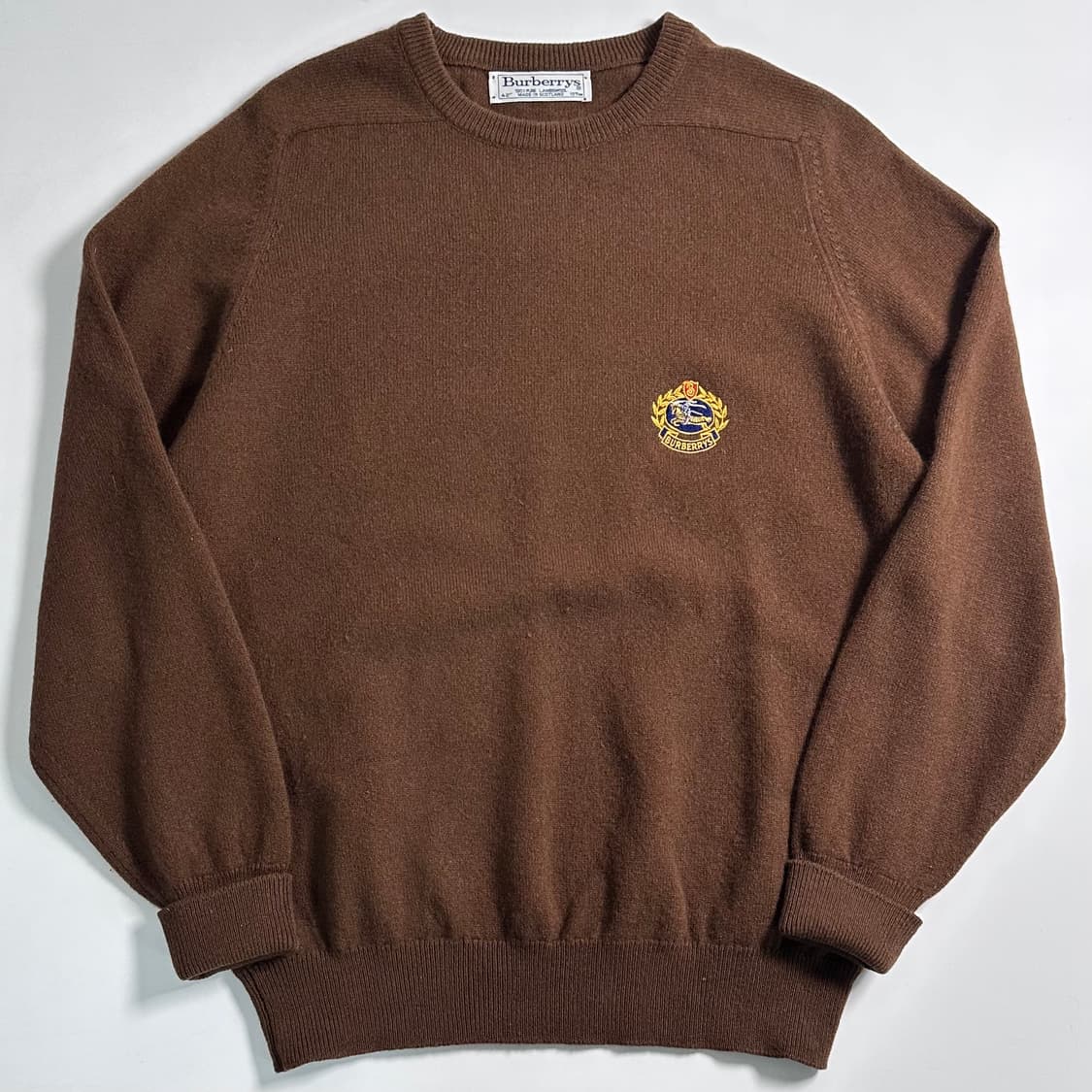 90s 버버리 크레스트 로고 브라운 울 니트 상품이미지1