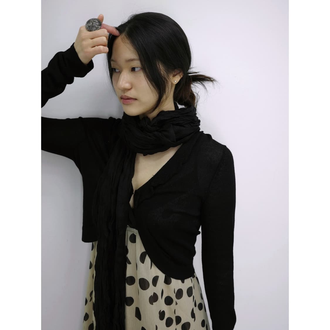 빈티지 블랙 크롭 가디건 상품이미지1