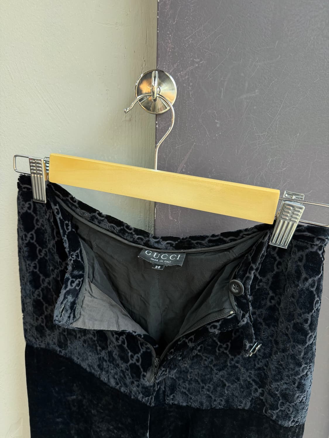 38/ 구찌 1997FW 톰포드 런웨이 벨벳 패치워크 팬츠 상품이미지8