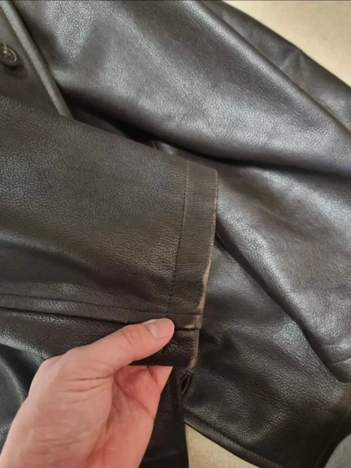 90's J.CREW 다크브라운 레더 카코트 L사이즈 상품이미지7