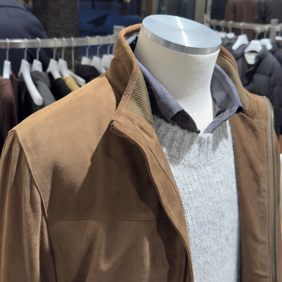 [새상품] 브룩스브라더스 염소가죽 스웨이드 집업 블루종 상품이미지3