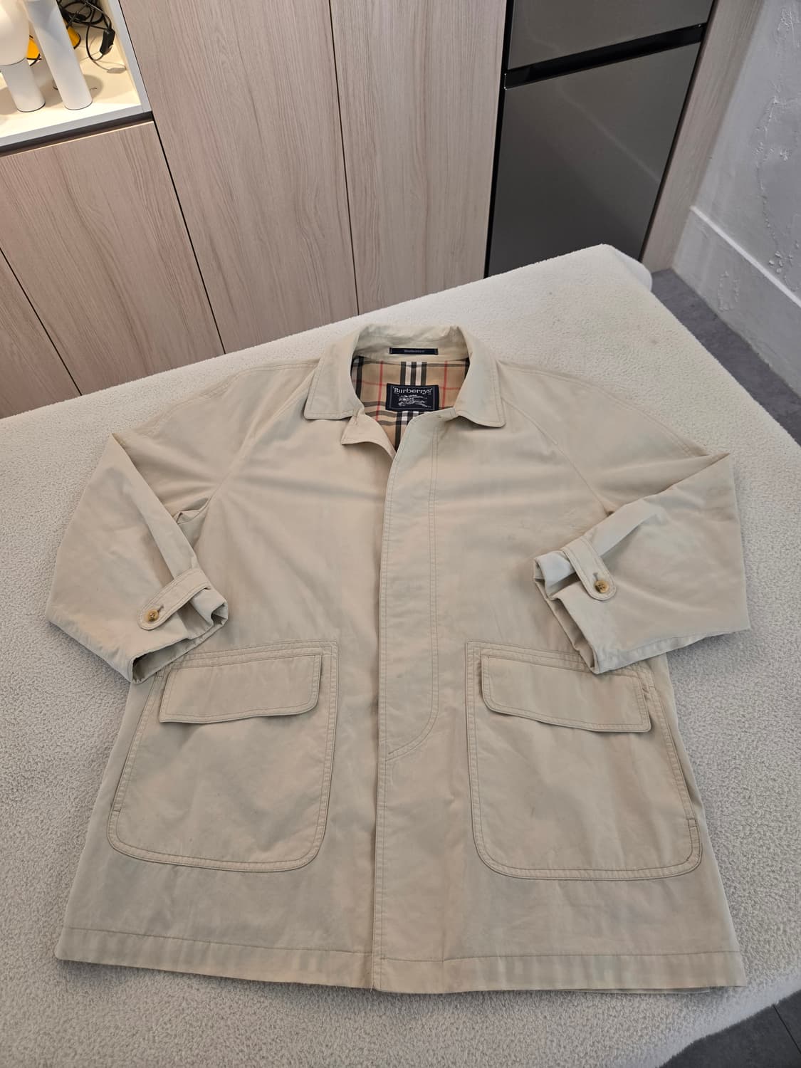 버버리 베이지 트렌치 하프코트 XL 상품이미지2