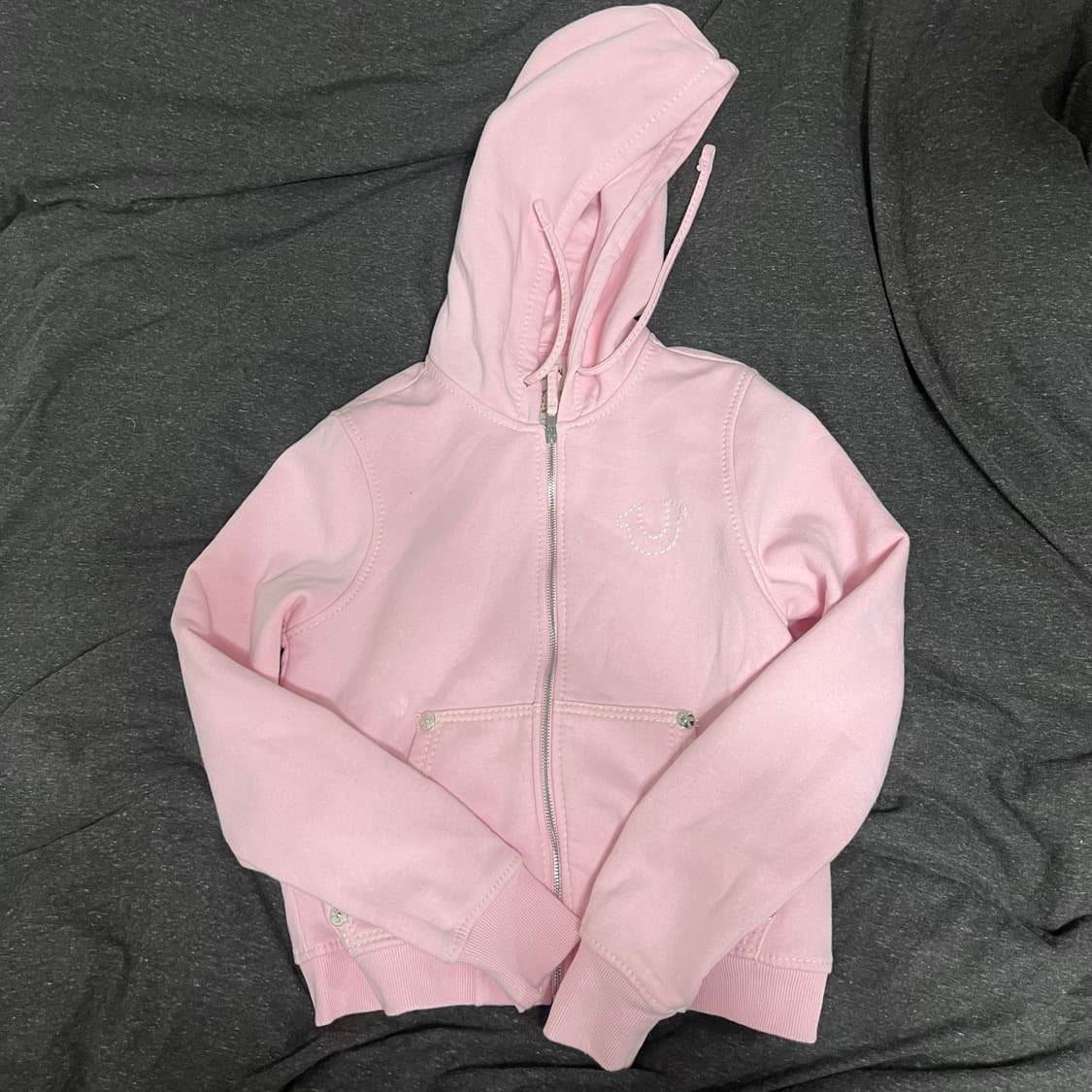 트루 릴리전 핑크 기모 후드티 M 상품이미지3