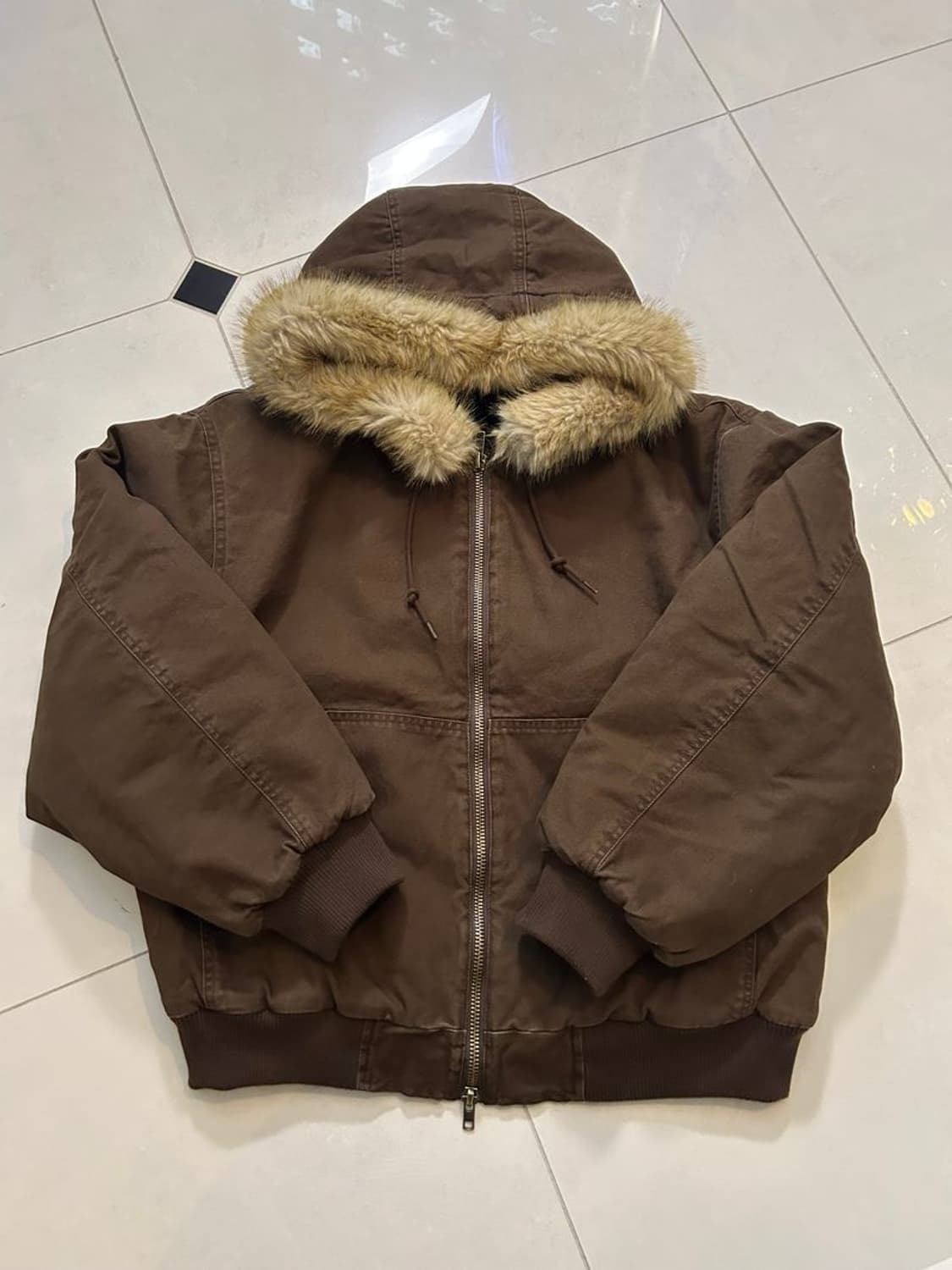 FAKE FUR ZIP UP 양방향 인조 모피 지퍼 후드 블라우스 상품이미지3