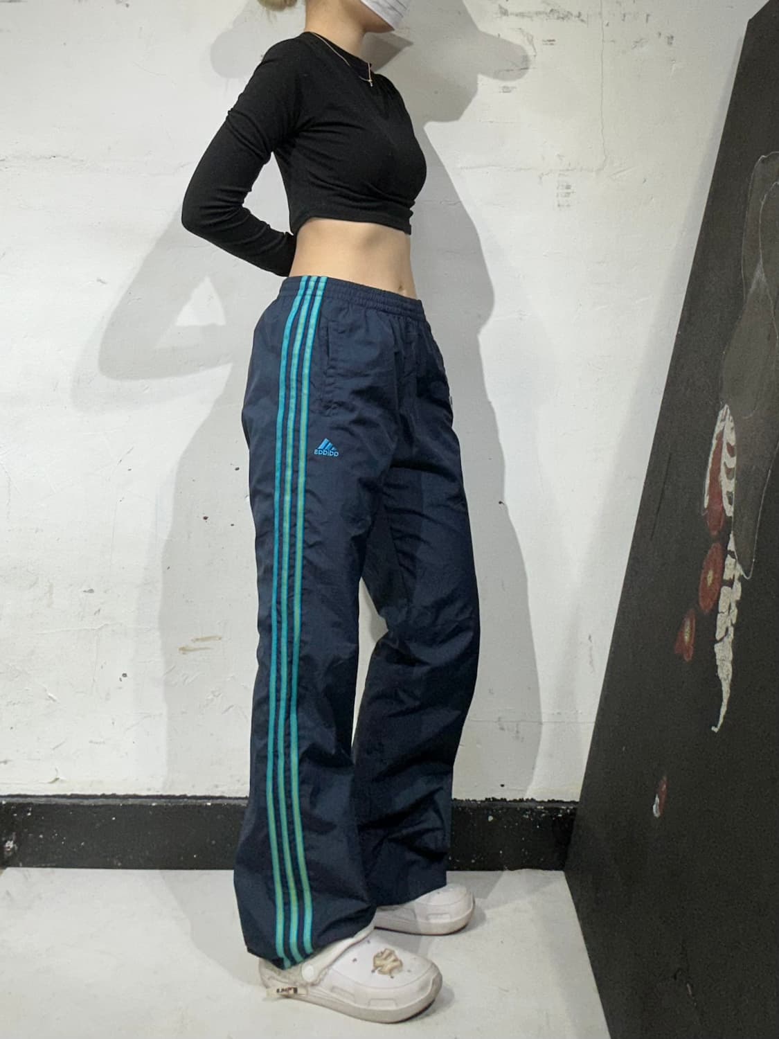 아디다스 네이비 와이드 삼선 추리닝 트레이닝 대대당 트랙 팬츠 L 상품이미지1
