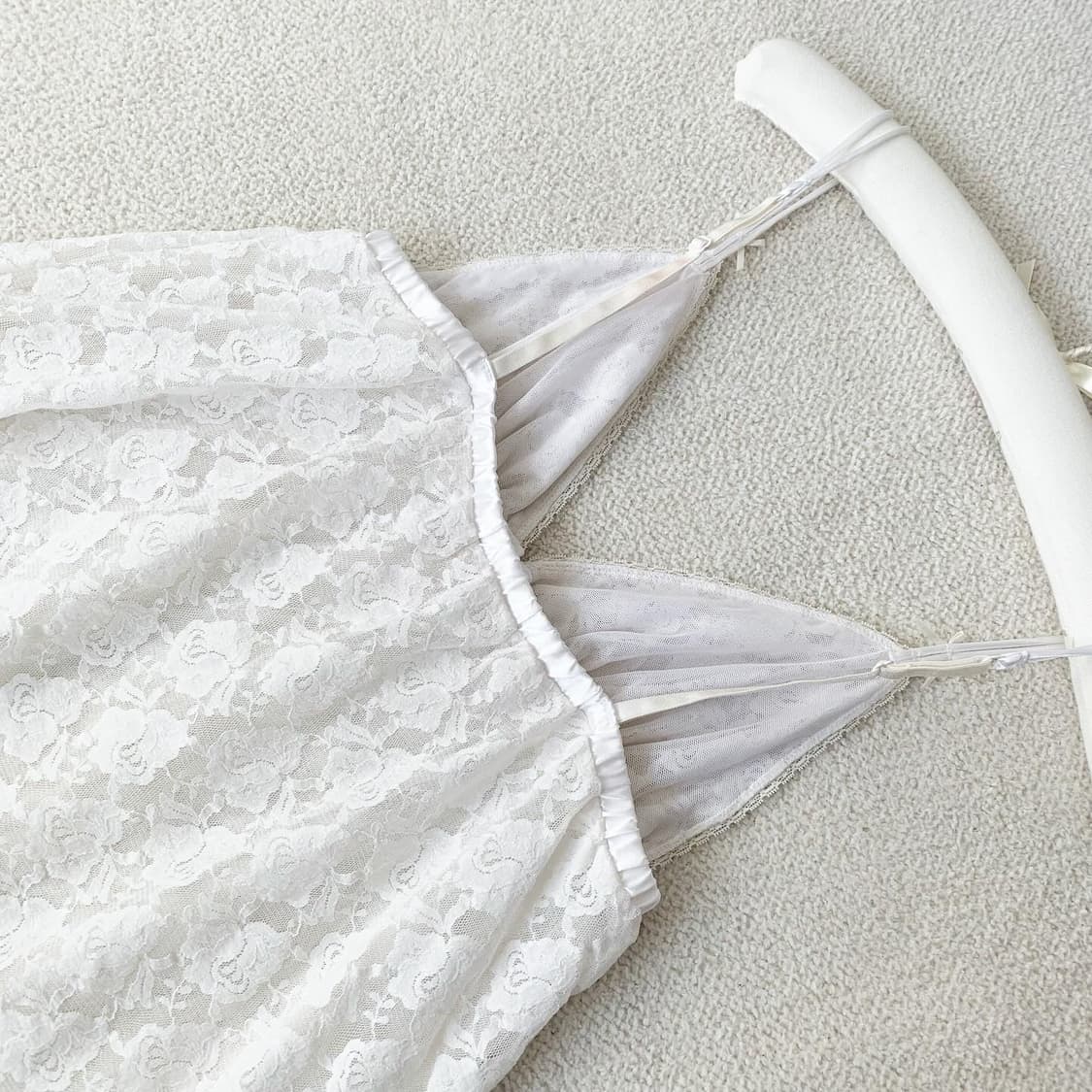 생크림화이트 레이스 슬립 원피스 상품이미지3