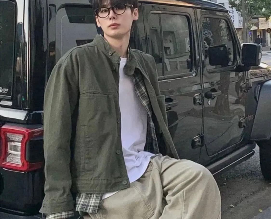 [새상품] 오버핏 카키 차이나카라 청자켓 상품이미지5