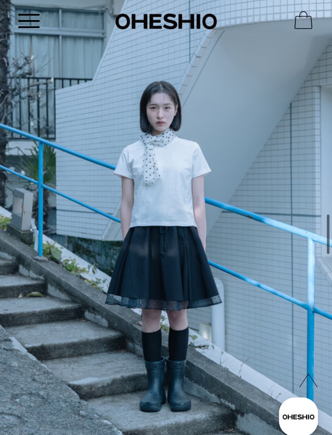 오헤시오 FLARE LAYERED BANDING SKIRT, BLACK 상품이미지1