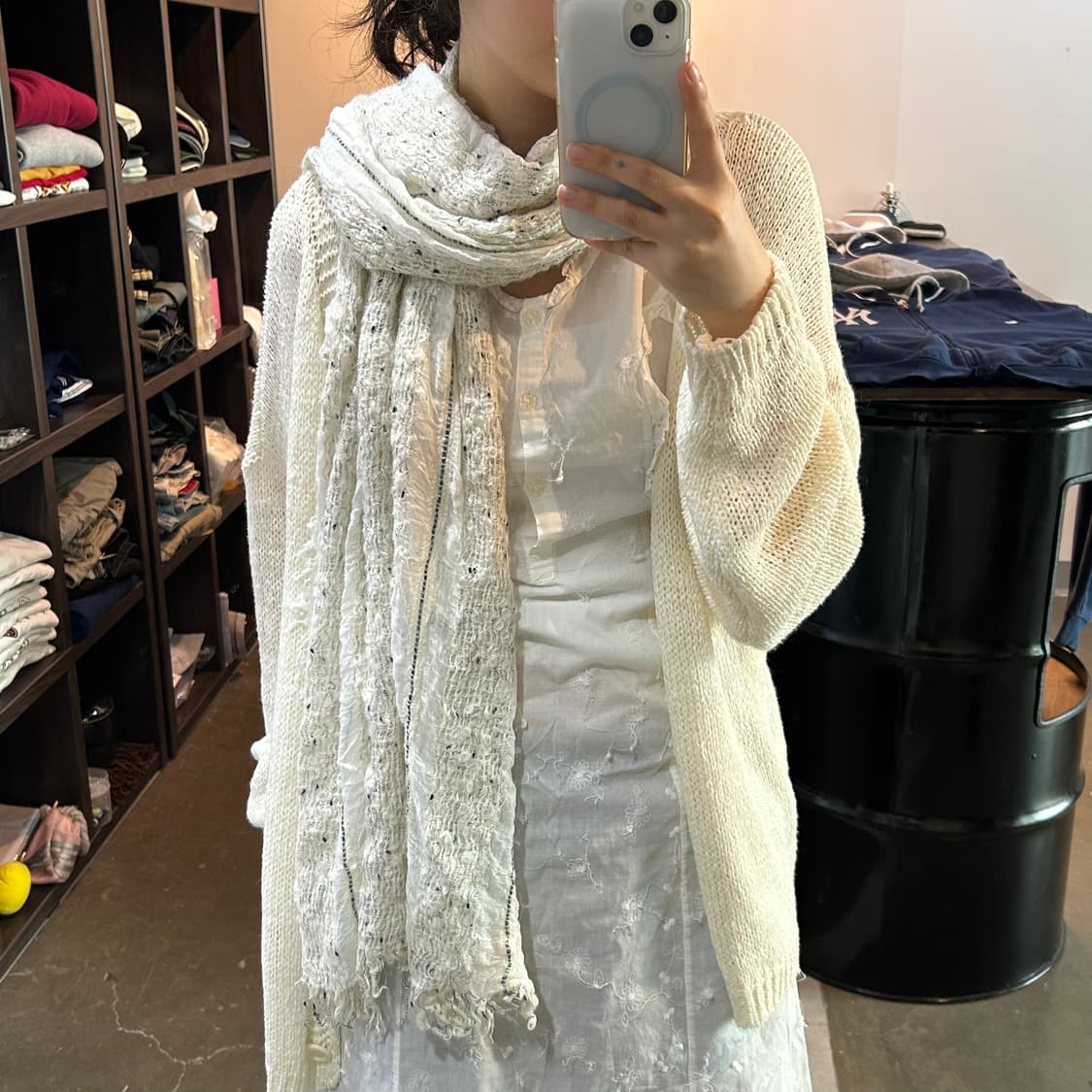 아이보리 패턴 크로셰 머플러 상품이미지5