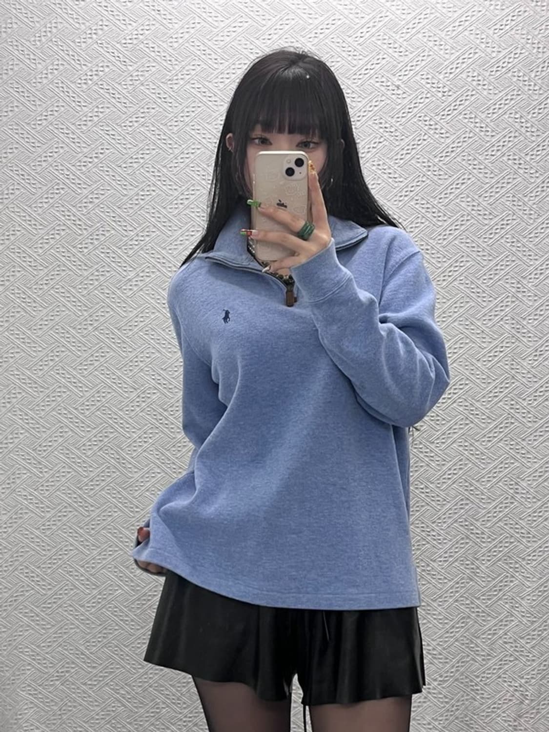 폴로 랄프로렌 빈티지 스모크 블루 반집업 카라 니트 M C09551 상품이미지2