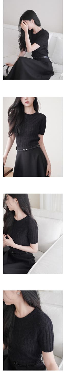 유유알 듀얼 리브드 하프 니트 블랙 상품이미지3