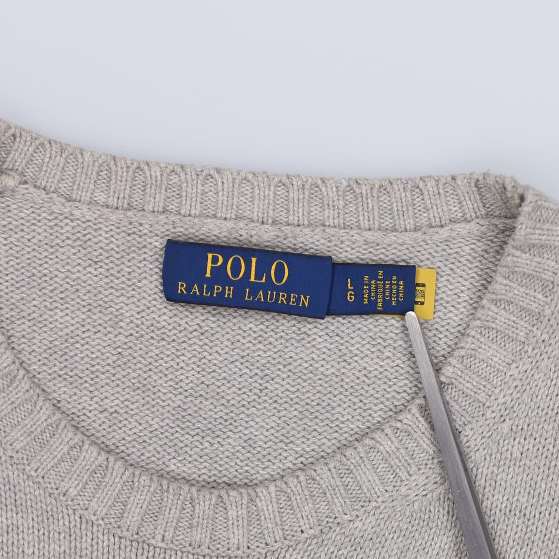 [L] 신형 폴로 QR택 롱슬리브 풀오버 스웨터 니트 회색 3859 상품이미지7