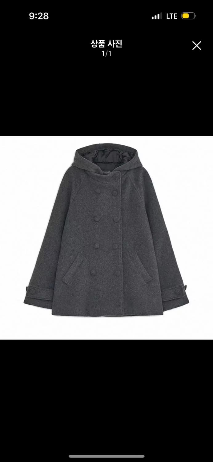 허그유어스킨 후디드 하프 코트 차콜 상품이미지1