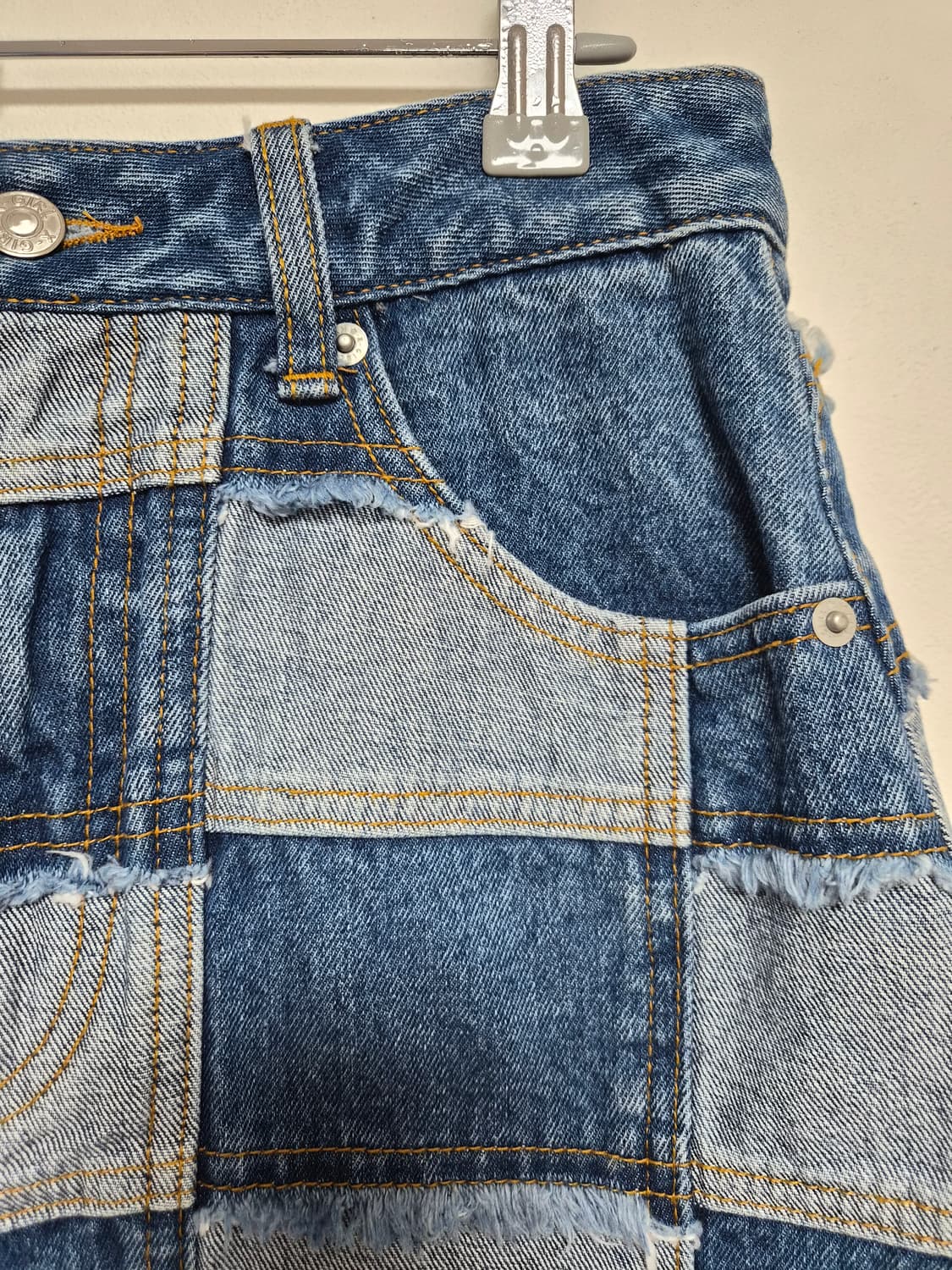 엑스걸Xgirl Y2K 블록패치 데님 스커트 M사이즈 P-69 상품이미지3