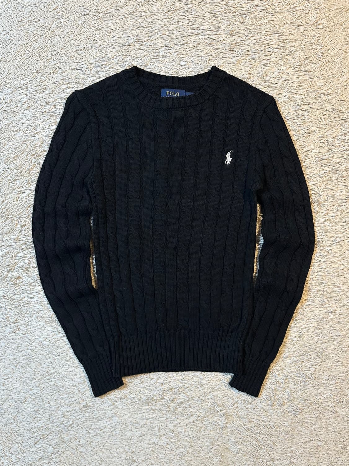 폴로 랄프로렌 신형 화이트포니 케이블 코튼 꽈배기 니트 블랙 상품이미지1
