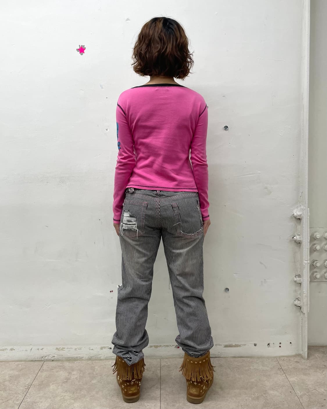 Kitch Bear Ribbon Pink Long Sleeve  상품이미지6