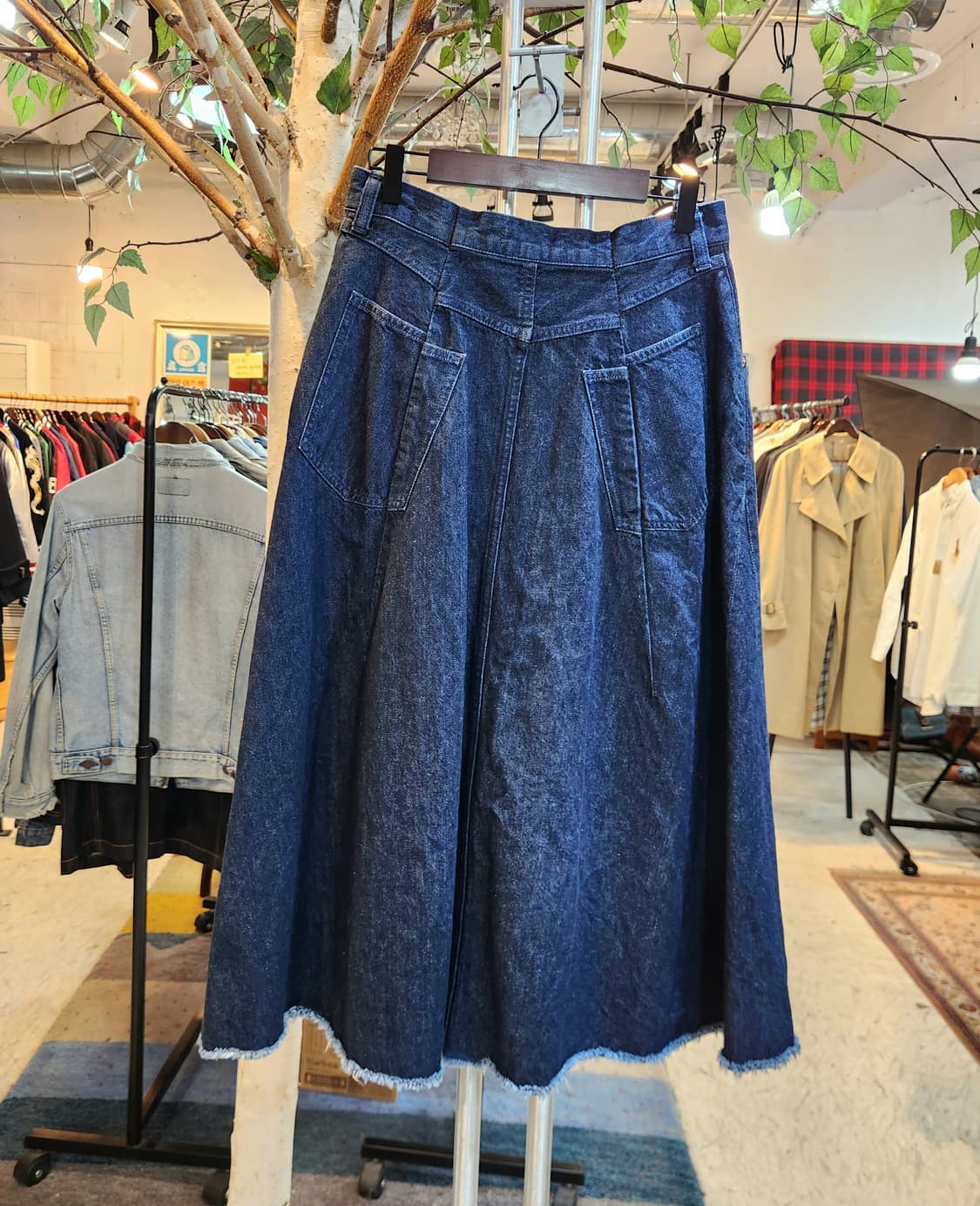 일본산 인디고 프론트 지퍼 A라인 플레어 데님 스커트 상품이미지5