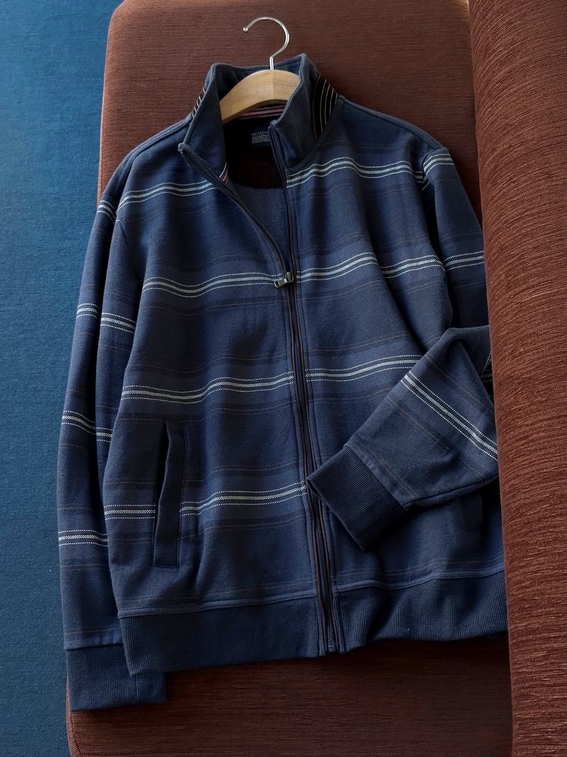 Stripe pattern cotton sweat zip jacket 상품이미지1