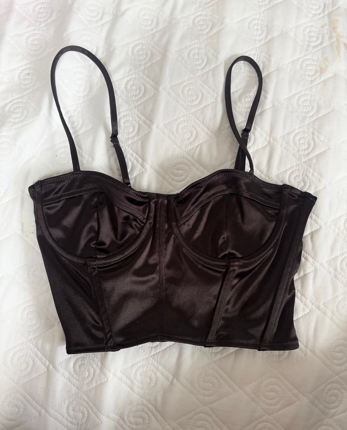 (단돈3500원) H&M 새틴 코르셋 크롭탑 블랙 상품이미지1