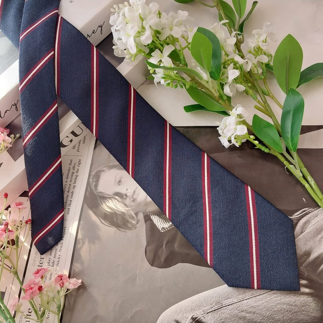 지오지아 네이비 스트라이프 넥타이 7.6cm A+등급 K2081 상품이미지4