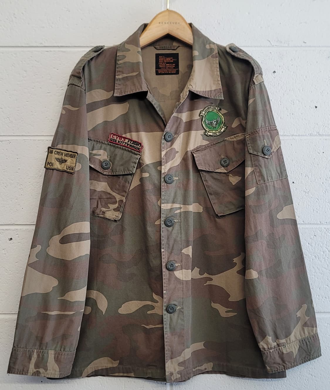 JPN 빈티지 Air Crew Member US Army 카모 셔츠헝자켓 상품이미지1