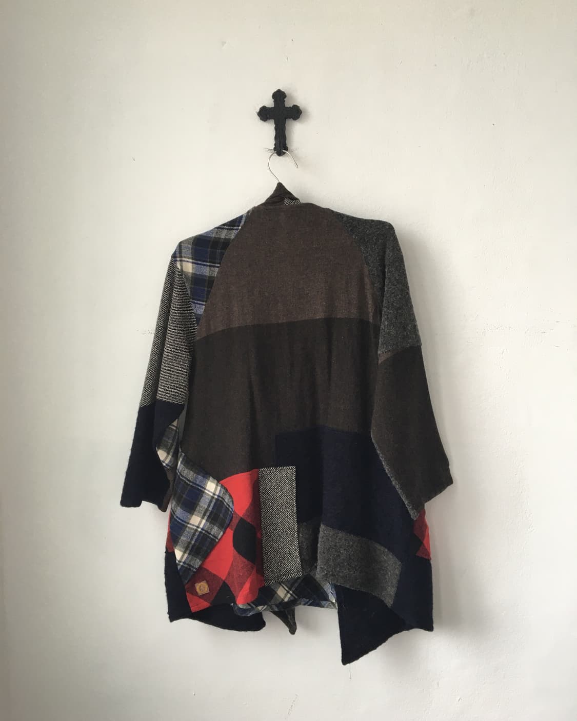 Check pattern mixed drape woolen jacket 상품이미지3