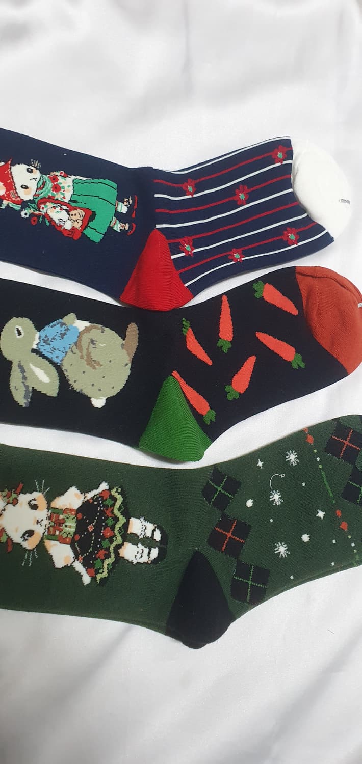 그린 블루 토끼 꽃 당근 체크 스트라이프 양말 상품이미지7