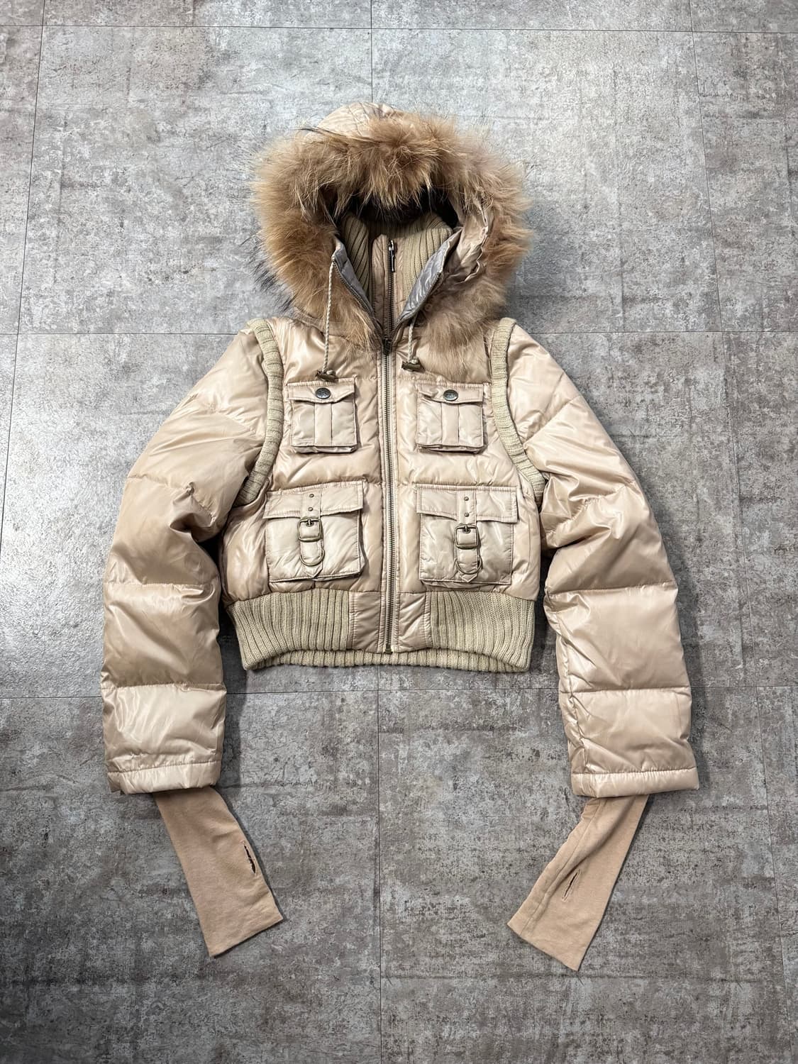 투 웨이 핸드 워머 퍼 후디드 크롭 푸퍼 재킷 상품이미지2