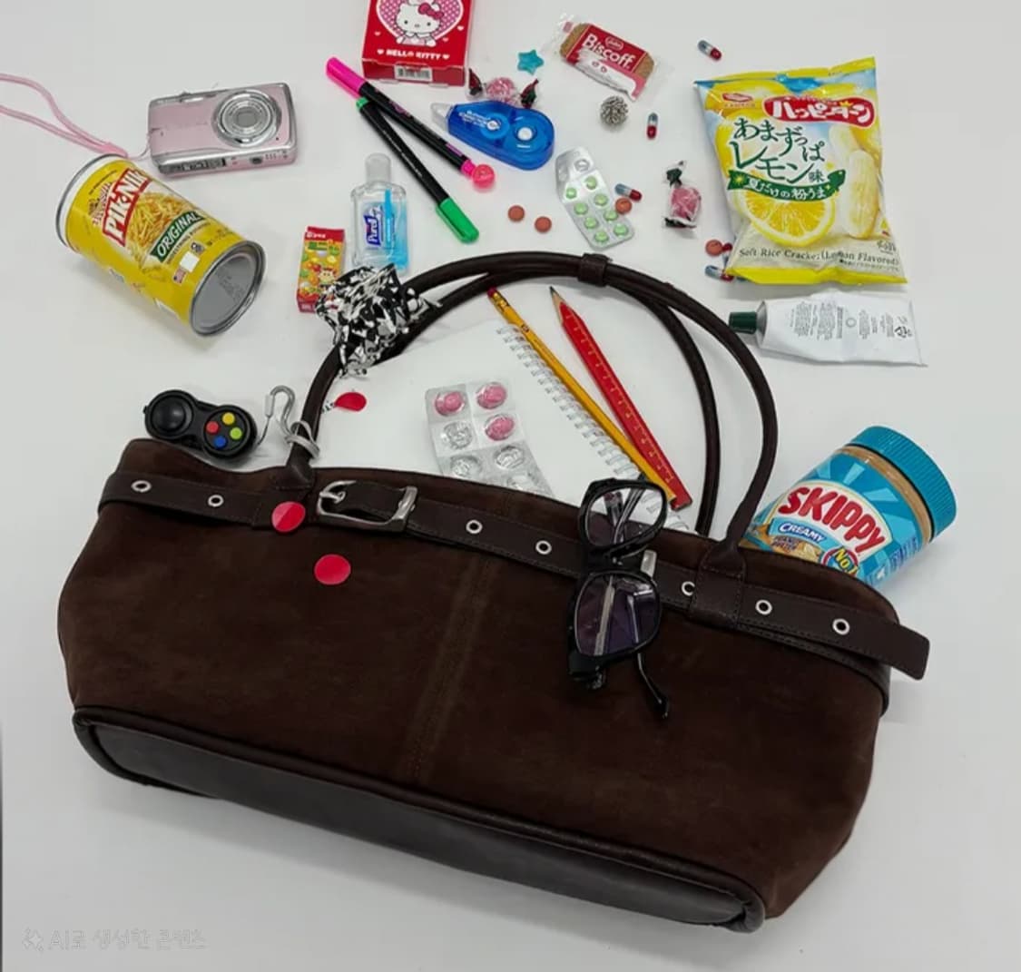 새상품 여밈 벨트 보트백 스웨이드 브라운 상품이미지1