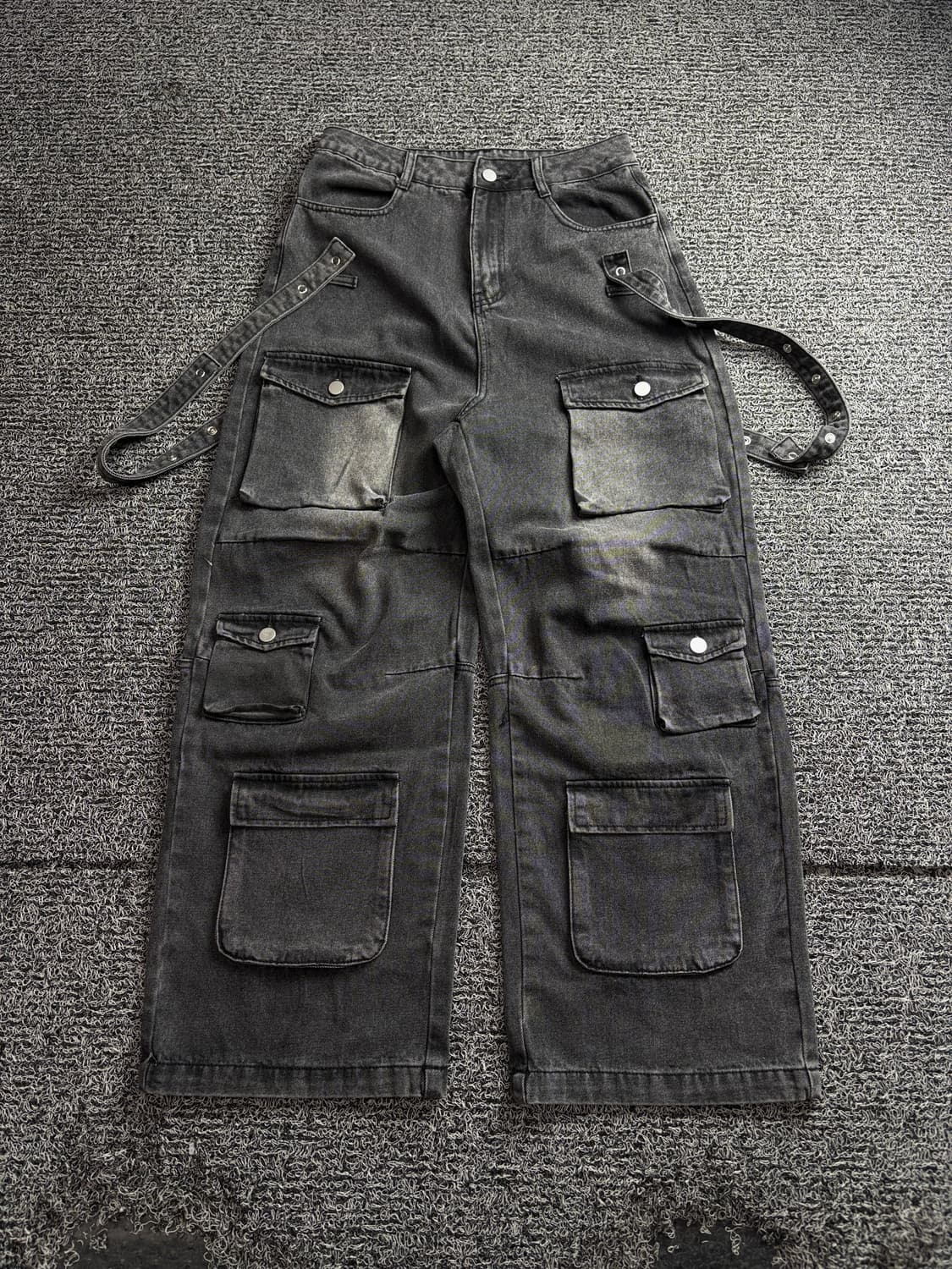 빈티지 아카이브 멀티 디테일 와이드 카고 데님 팬츠 4063 상품이미지2