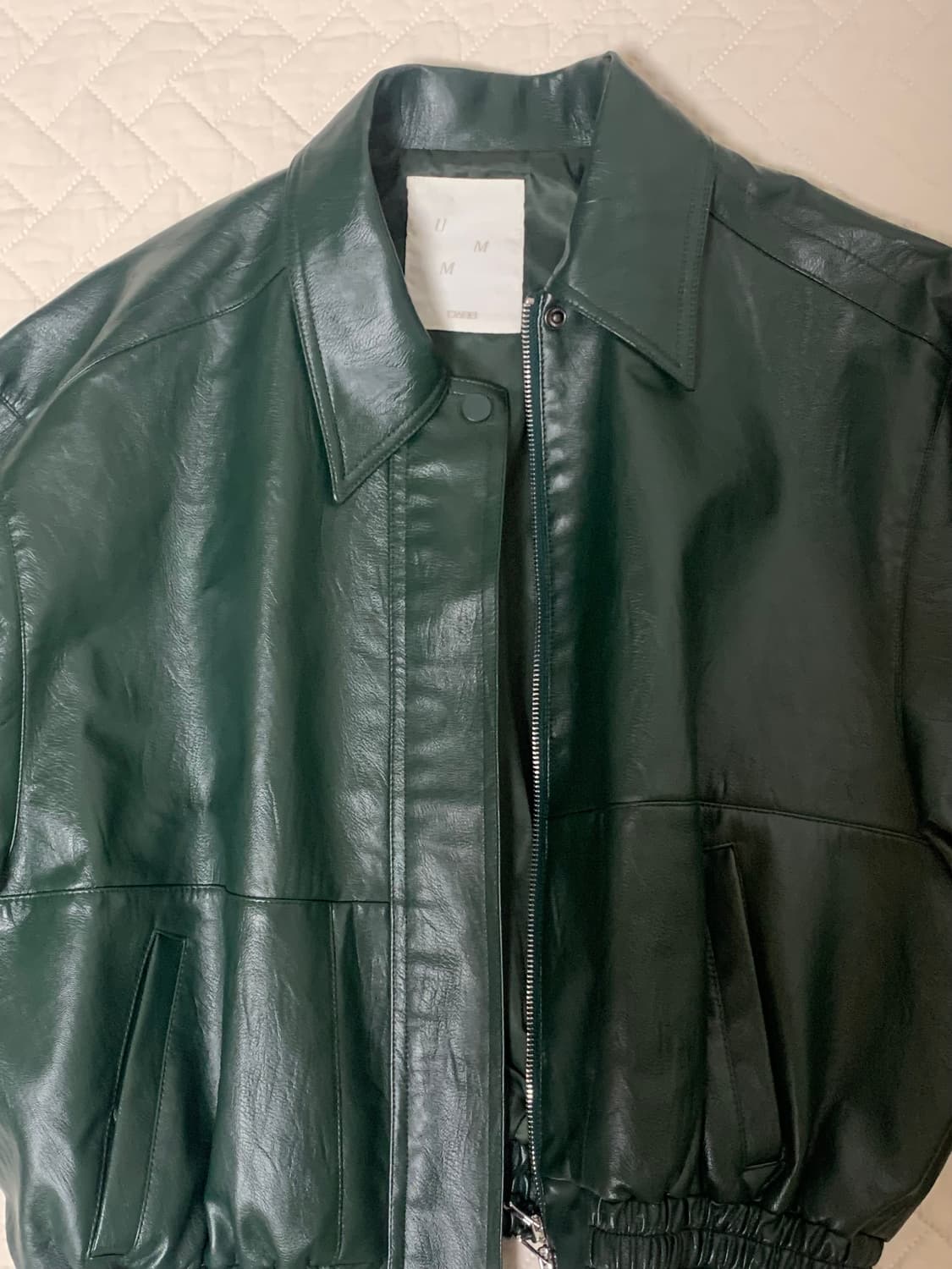 쉬이즈큐트 그린 레더 자켓 상품이미지3