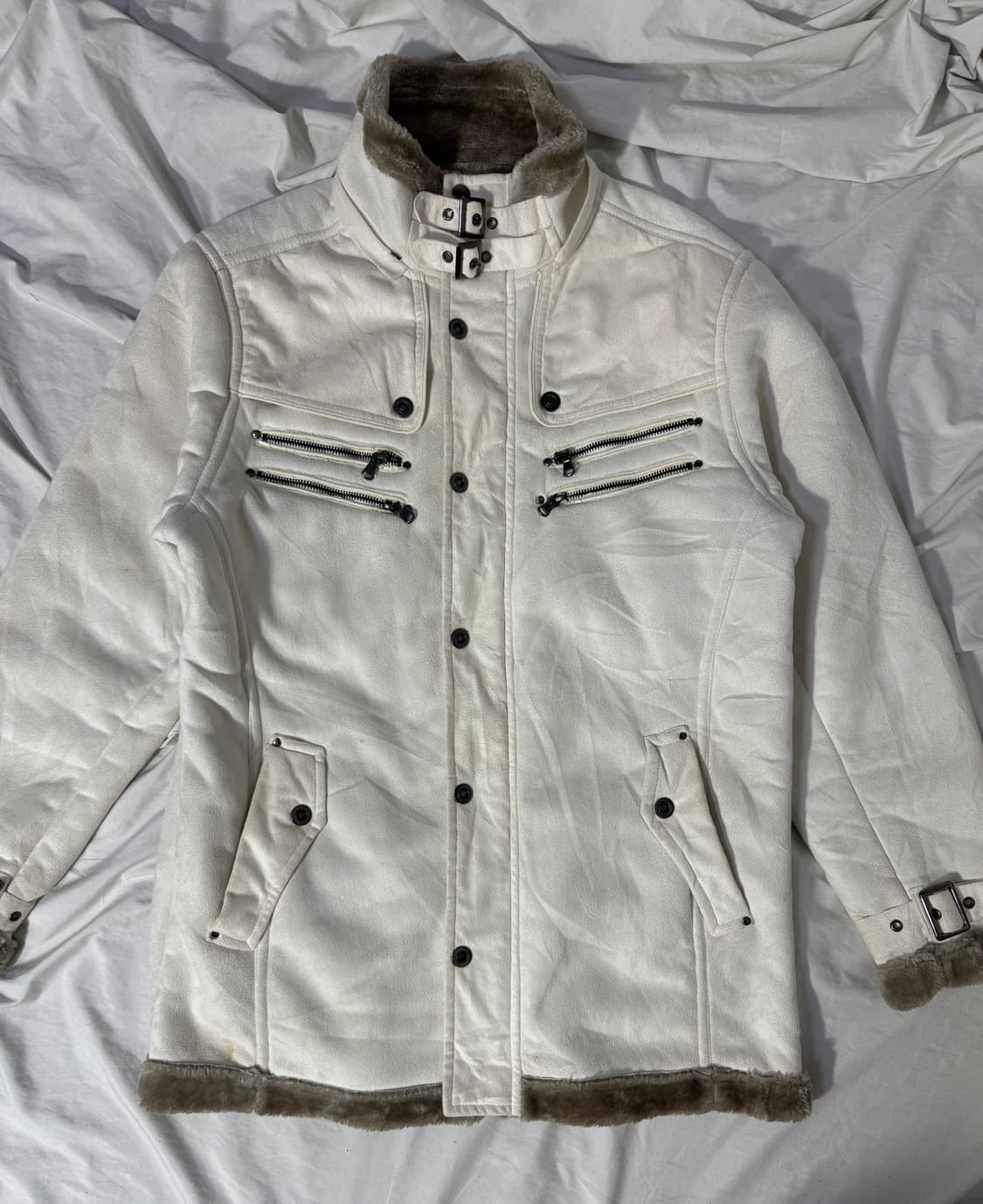 Gilevans 스웨이드 보아 하이넥 자켓 y2k vkei 토네이도마트 상품이미지6