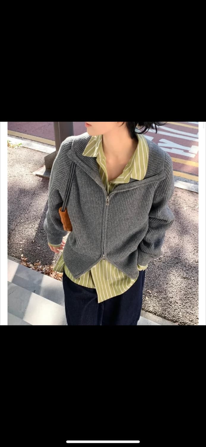 새상품 육육걸즈 투웨이 니트집업 챠콜 상품이미지1