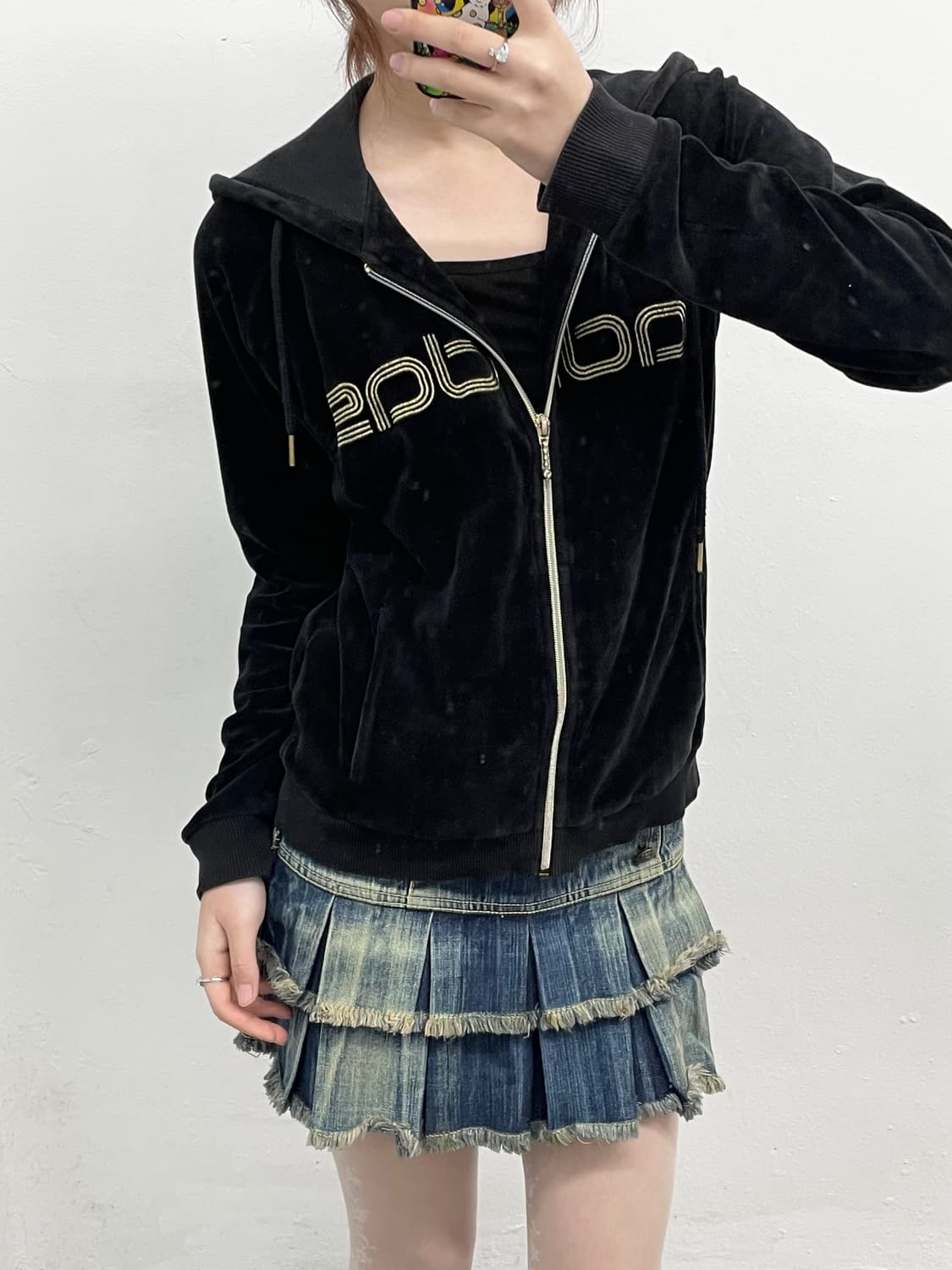 아디다스 벨벳 로고 후드집업 상품이미지4