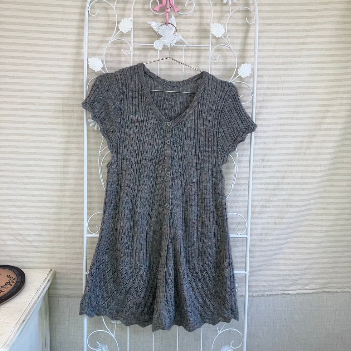 jpn vintage 차콜 레이스 니트 y2k 스트릿 갸루 펑키 상품이미지4