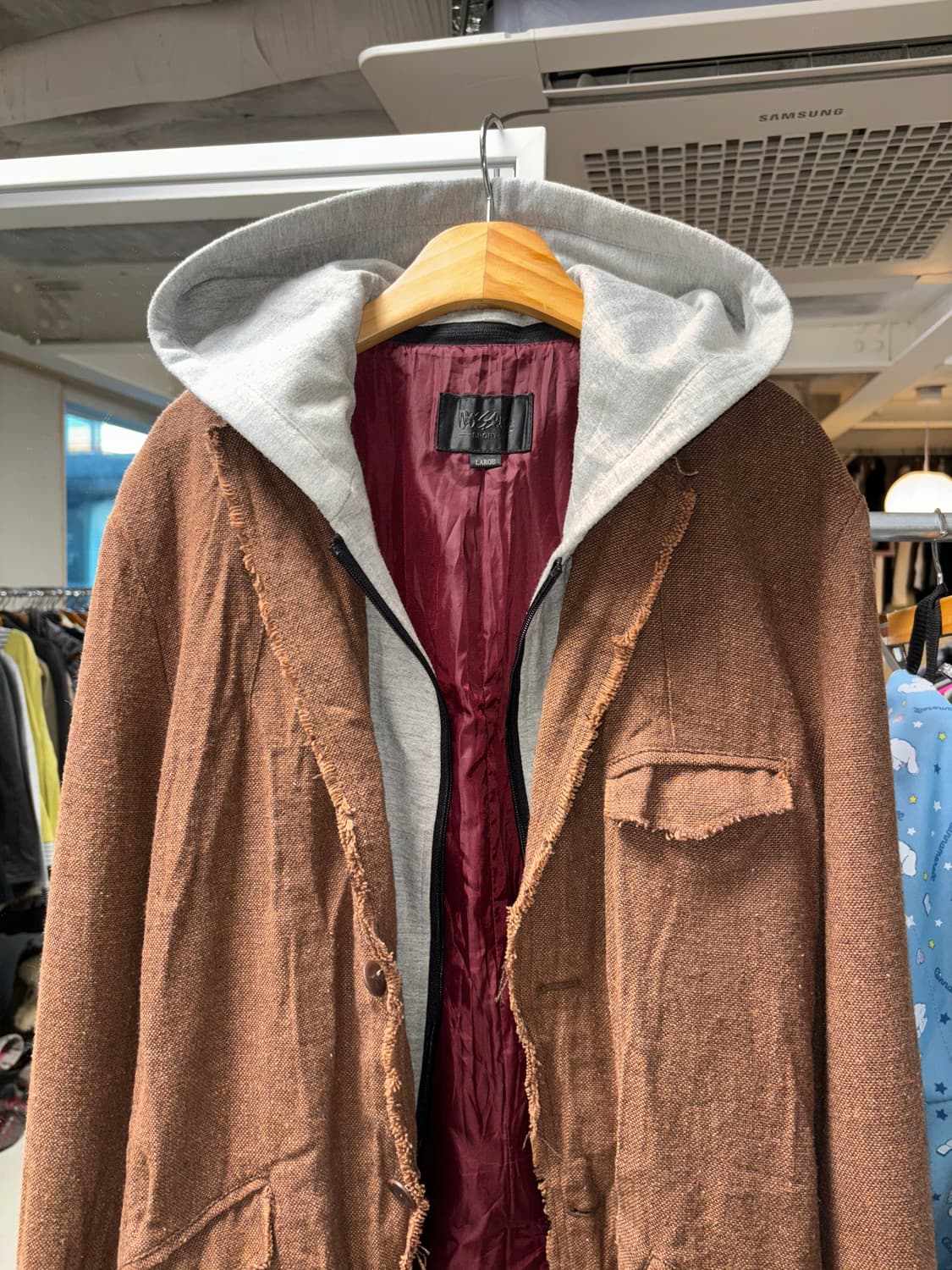 모시모 후드 레이어드 컷오프 자켓 상품이미지6