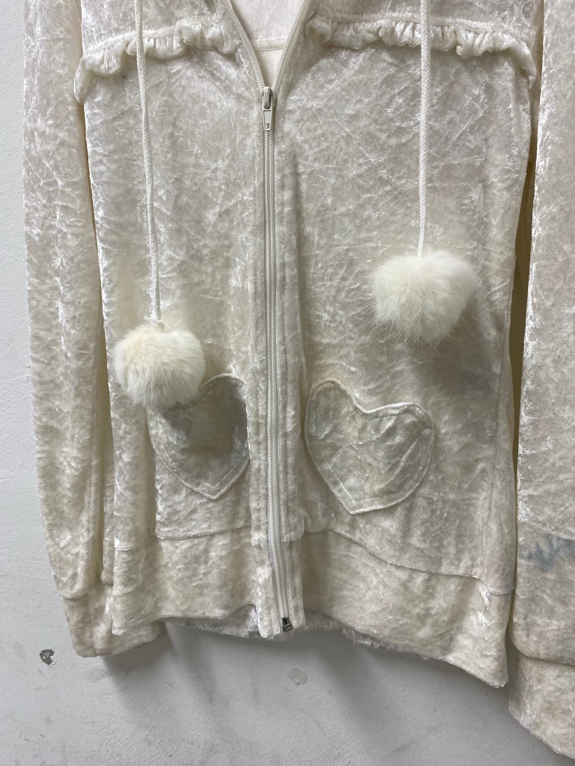 [Tralala] Gal Mood Velvet Hoodie Zip Up 상품이미지4