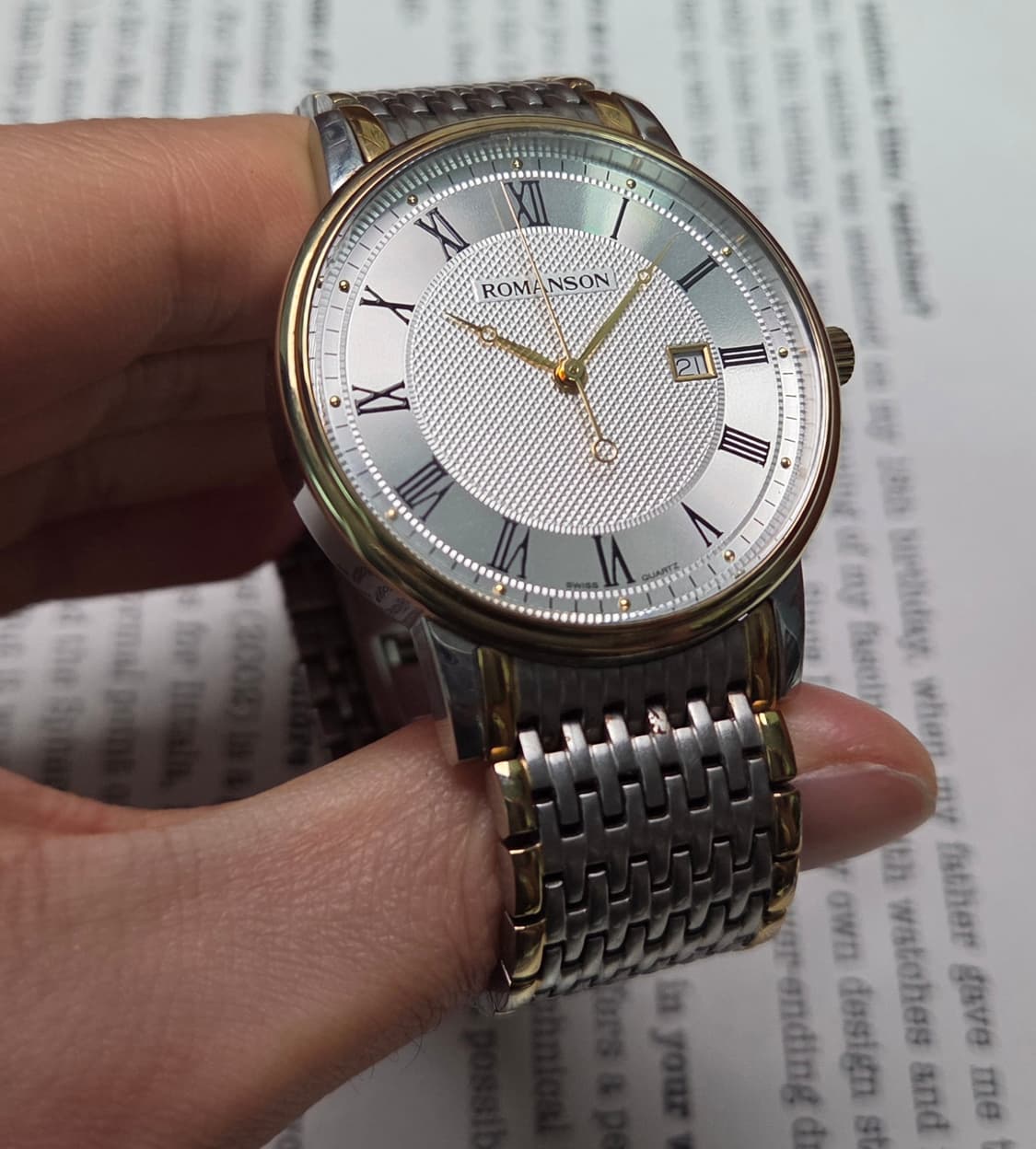 빈티지 로만손 기요쉐다이얼 콤비 쿼츠 드레스워치 남성용 브레이슬릿 ver 상품이미지5