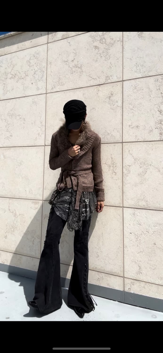 “Vintage” V-Kei Mood Fur Detail Brown Ca 상품이미지2