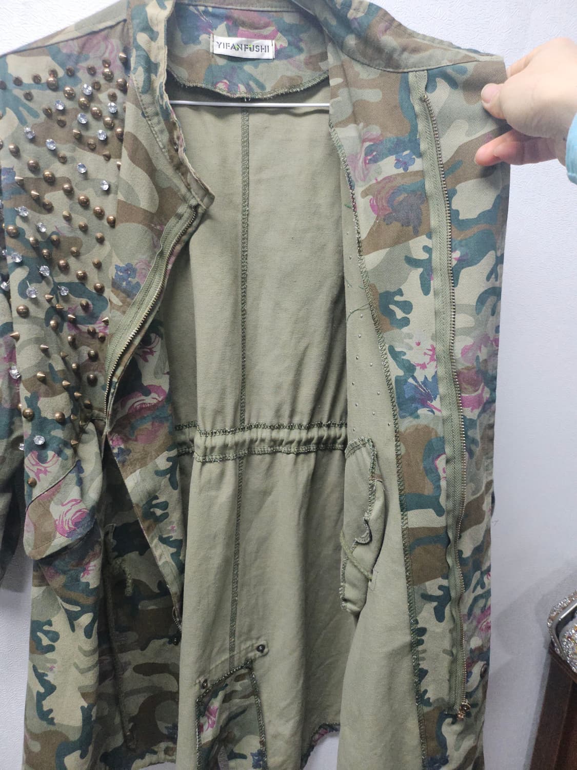 YIFANFUSHI 카모 스터드 야상 자켓 free 상품이미지4