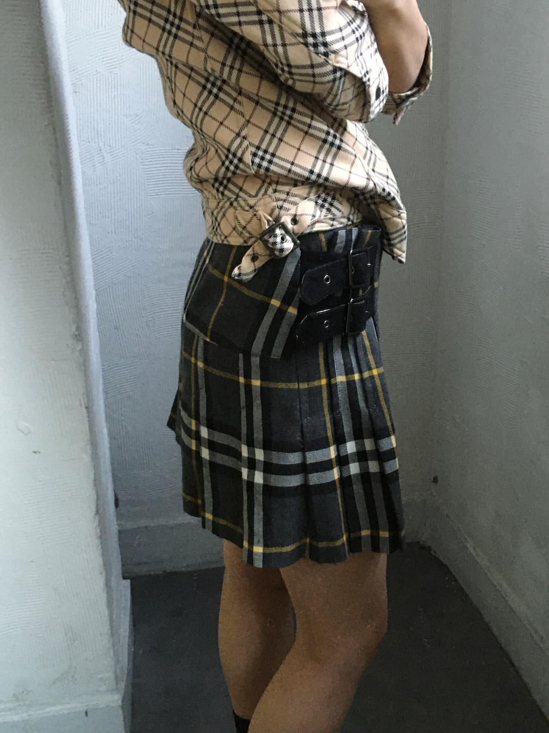 Burberry 버버리 블루라벨 차콜 체크 미니 스커트 상품이미지2