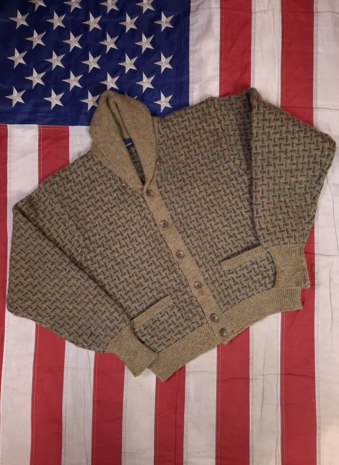 오리지날 80's 일본판 랄프로렌폴로 숄카라 울 숏 가디건 상품이미지1