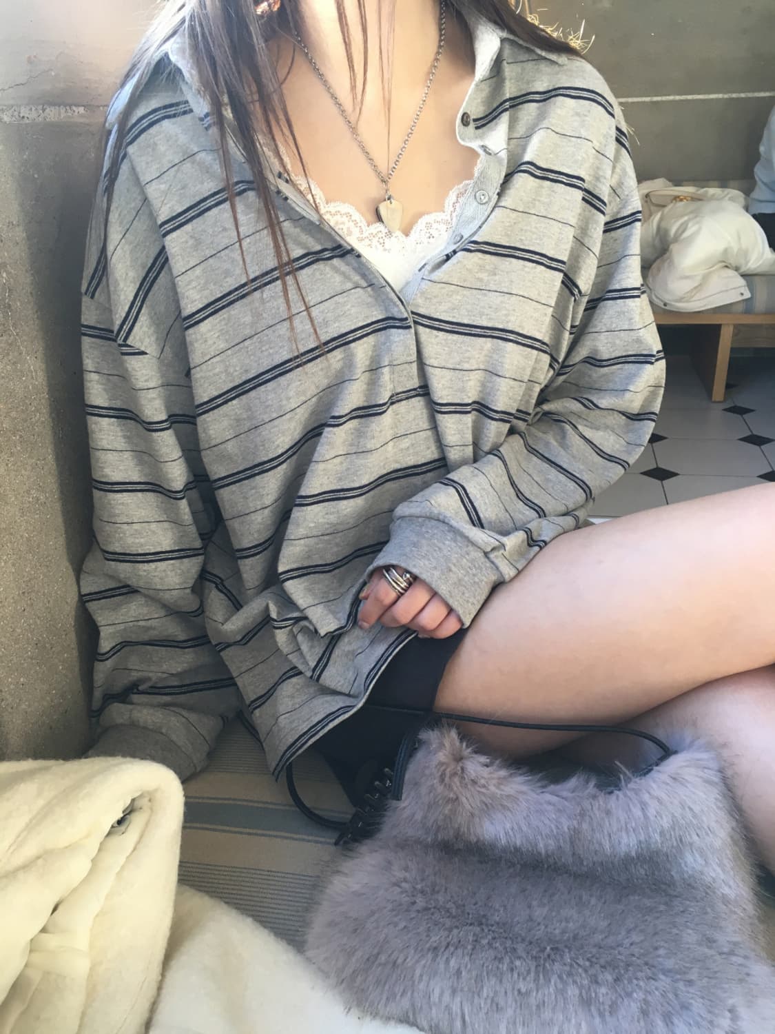 (새상품) 노프 nof ricky pk tee 피케 티셔츠 (그레이) 상품이미지4