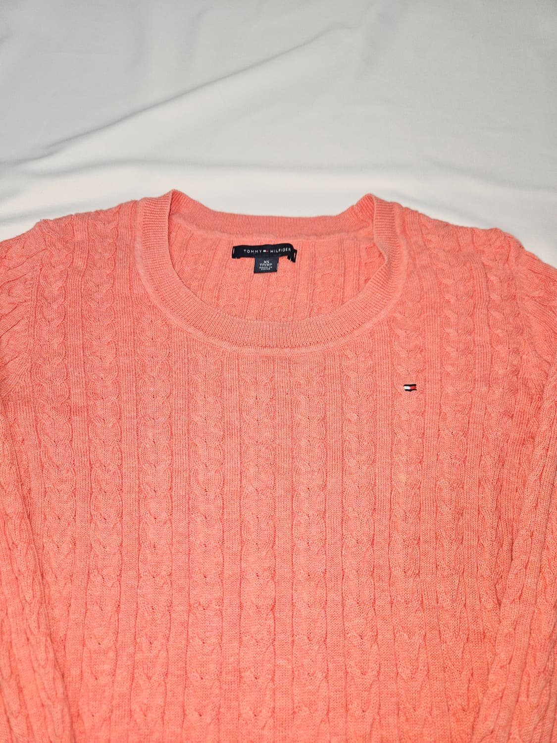 타미힐피거 딸기우유 올드스쿨 꽈배기니트 케이블 니트 탑 셔츠 XS 상품이미지3