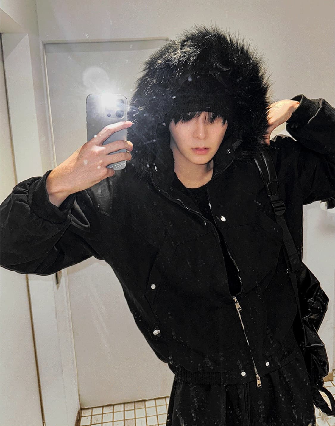 블랙 크롭퍼 점퍼자켓  상품이미지1