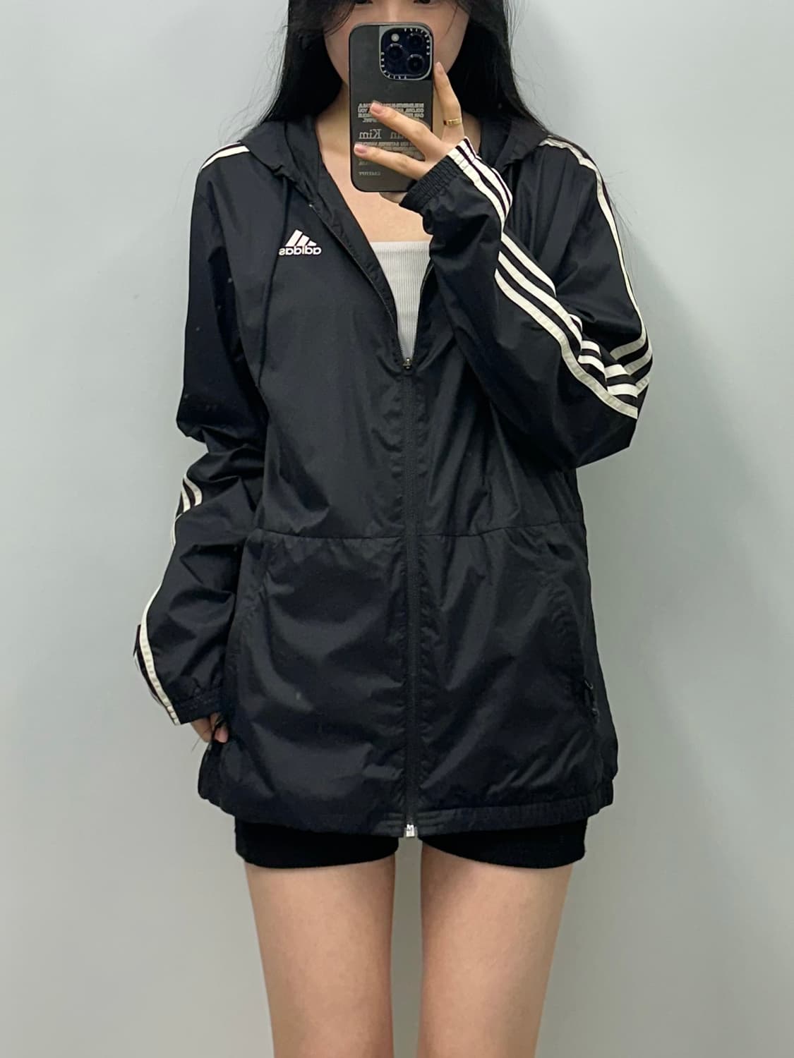 아디다스 사이드라인 블랙 바람막이 후드자켓 상품이미지1