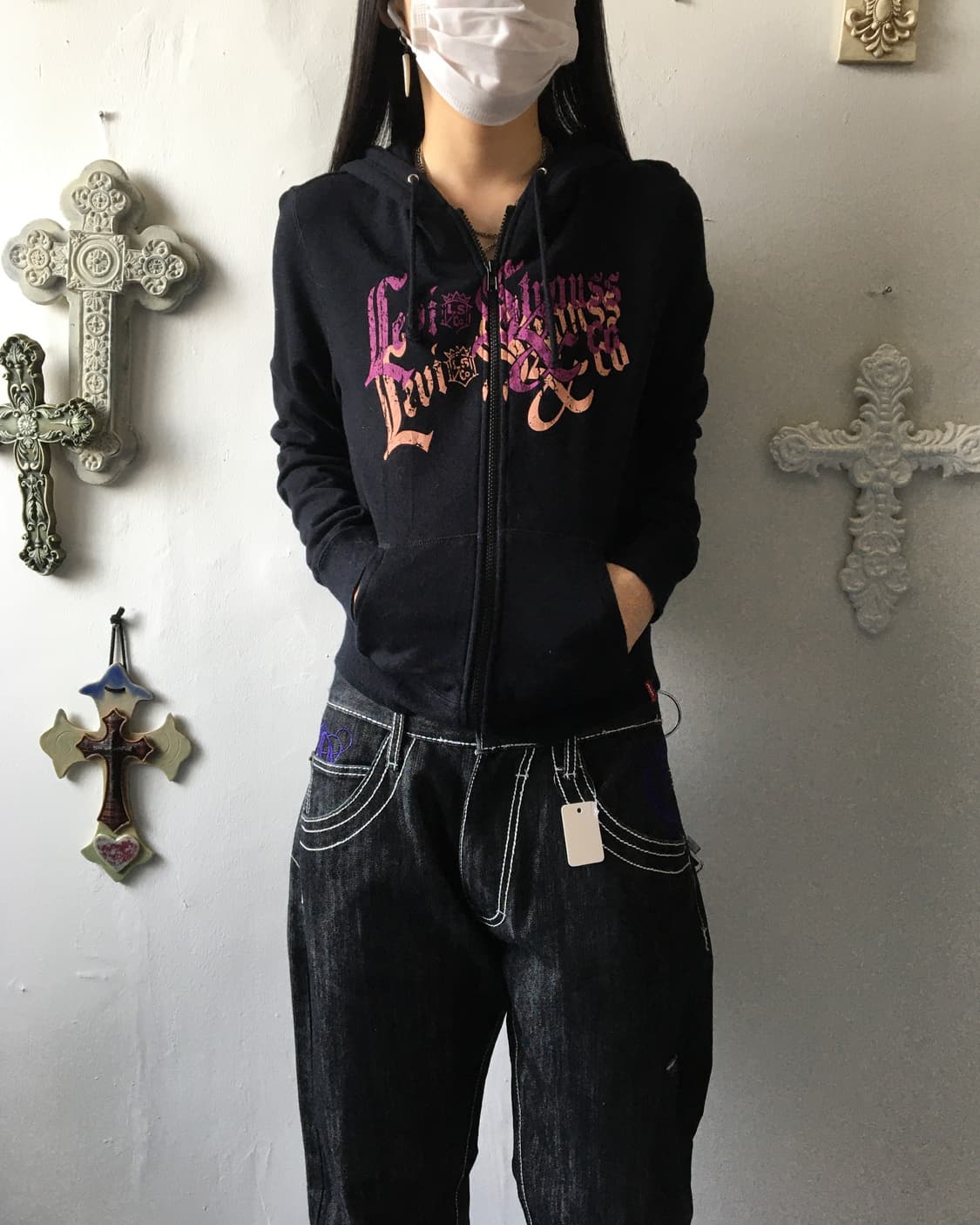 Levis lettering printing hood zip up 상품이미지5