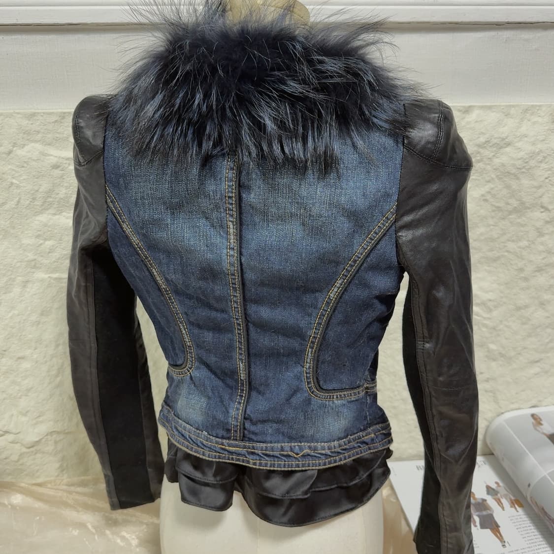 빈티지 라쿤퍼 데님 슬림 양가죽자켓 상품이미지3